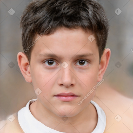 Neutral white child male with short  brown hair and brown eyes