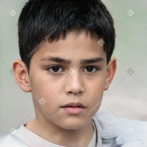 Neutral white child male with short  brown hair and brown eyes