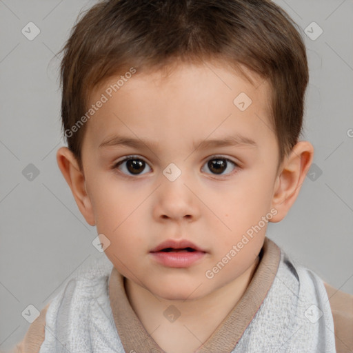 Neutral white child male with short  brown hair and brown eyes