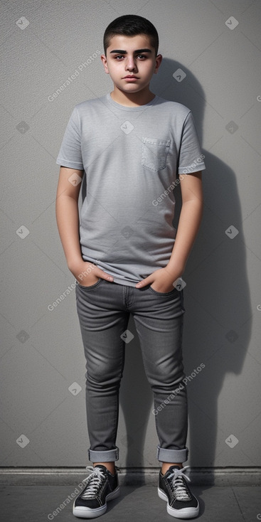 Azerbaijani teenager boy with  gray hair