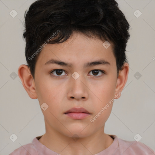 Neutral white child male with short  brown hair and brown eyes