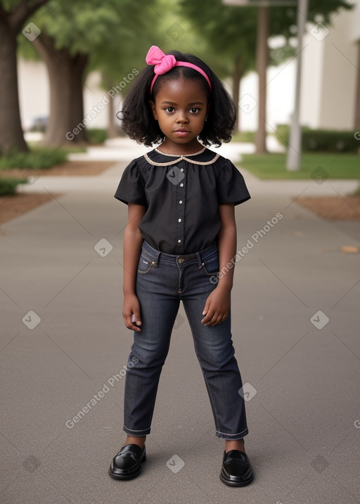 African american child female with  black hair