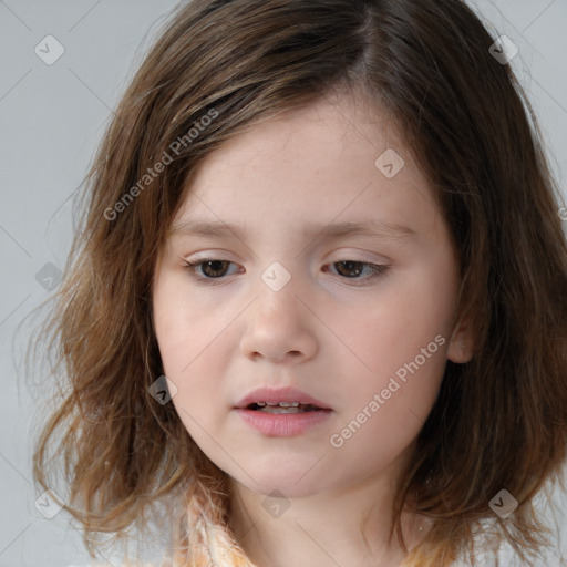 Neutral white child female with medium  brown hair and brown eyes