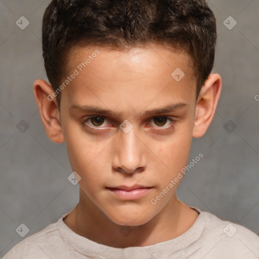 Neutral white child male with short  brown hair and brown eyes