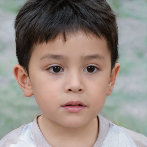 Neutral white child male with short  brown hair and brown eyes