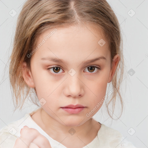 Neutral white child female with medium  brown hair and brown eyes