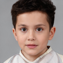 Neutral white child male with short  brown hair and brown eyes