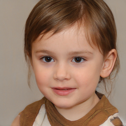 Neutral white child female with medium  brown hair and brown eyes