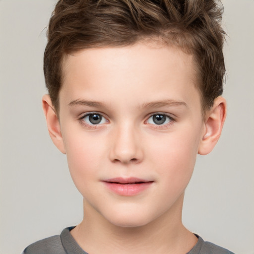 Neutral white child male with short  brown hair and brown eyes