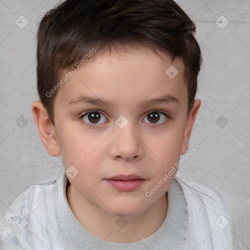 Neutral white child male with short  brown hair and brown eyes