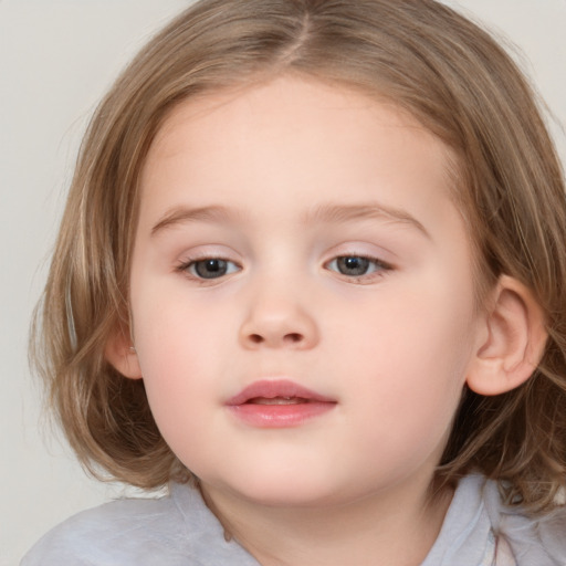 Neutral white child female with medium  brown hair and brown eyes