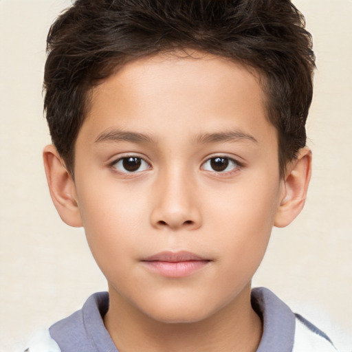 Neutral white child male with short  brown hair and brown eyes