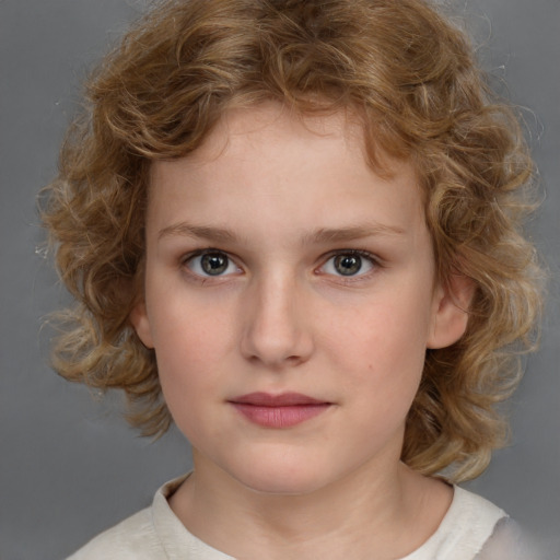 Neutral white child female with medium  brown hair and brown eyes