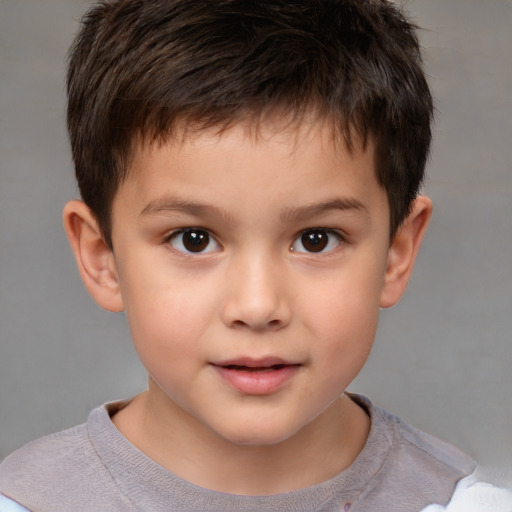 Neutral white child male with short  brown hair and brown eyes