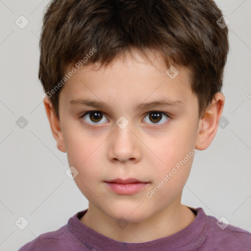 Neutral white child male with short  brown hair and brown eyes