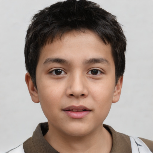 Neutral white child male with short  brown hair and brown eyes