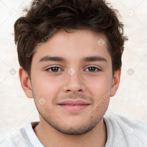 Neutral white child male with short  brown hair and brown eyes