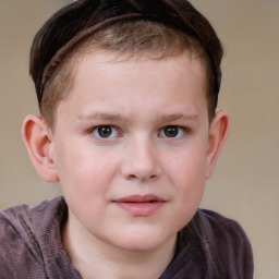 Neutral white child male with short  brown hair and brown eyes