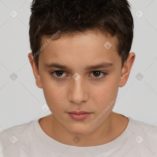 Neutral white child male with short  brown hair and brown eyes