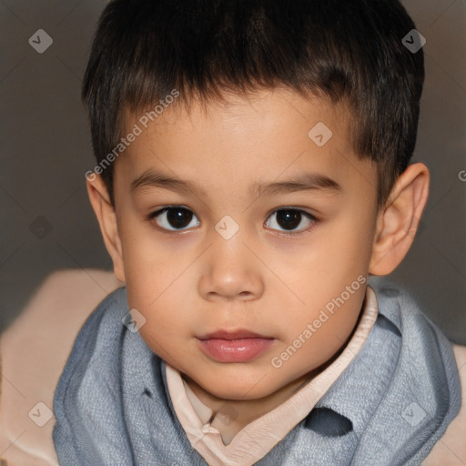 Neutral white child male with short  brown hair and brown eyes