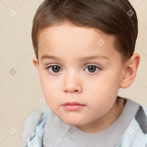 Neutral white child female with short  brown hair and brown eyes