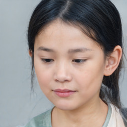 Neutral asian young-adult female with medium  brown hair and brown eyes