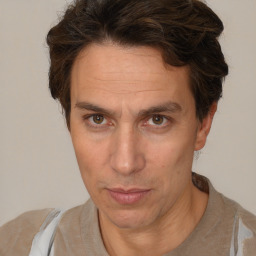 Neutral white adult male with short  brown hair and brown eyes