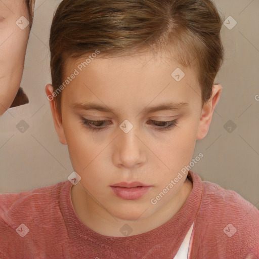 Neutral white child female with short  brown hair and brown eyes