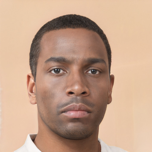 Neutral black young-adult male with short  brown hair and brown eyes