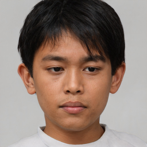Neutral asian young-adult male with short  brown hair and brown eyes