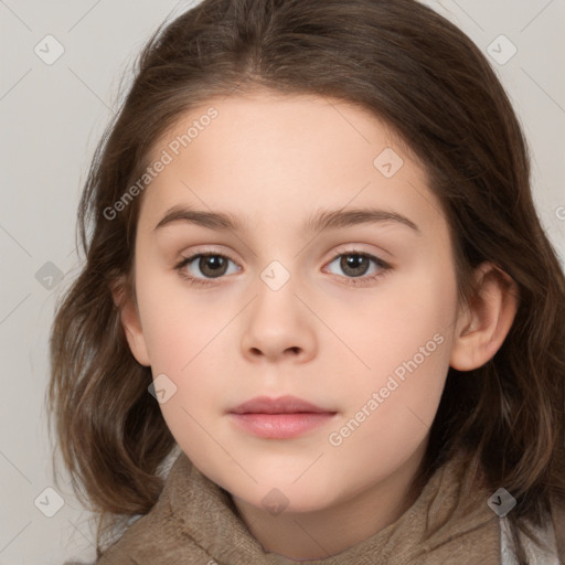 Neutral white child female with medium  brown hair and brown eyes