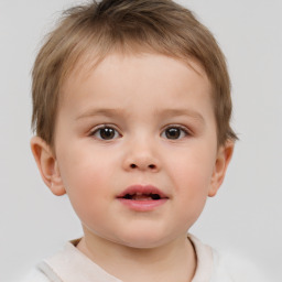 Neutral white child male with short  brown hair and brown eyes