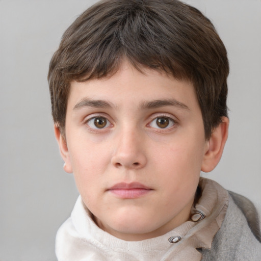 Neutral white child male with short  brown hair and brown eyes