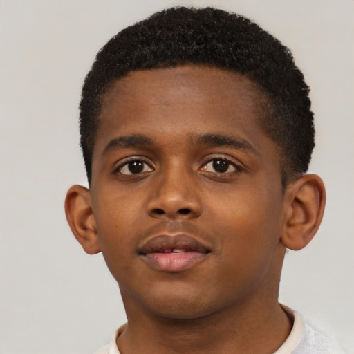 Neutral black child male with short  brown hair and brown eyes