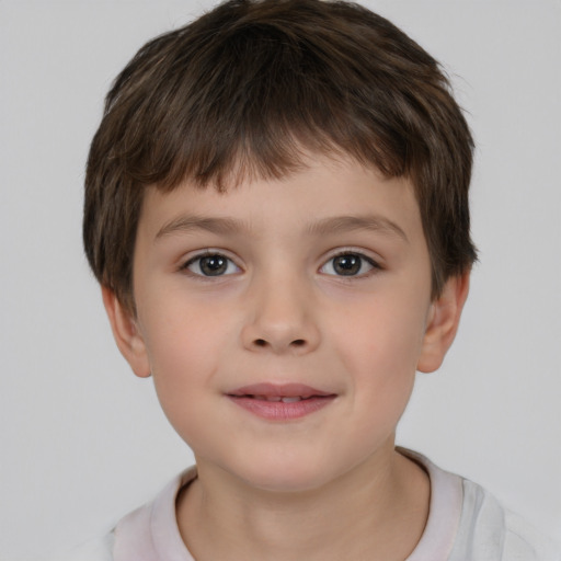 Neutral white child male with short  brown hair and brown eyes