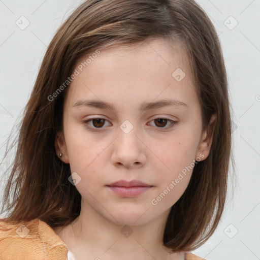 Neutral white child female with medium  brown hair and brown eyes