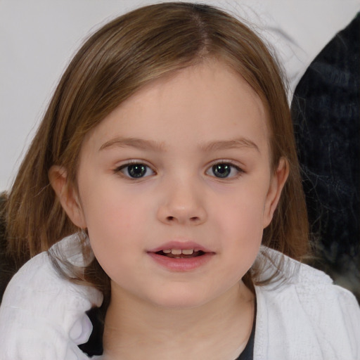 Neutral white child female with medium  brown hair and brown eyes