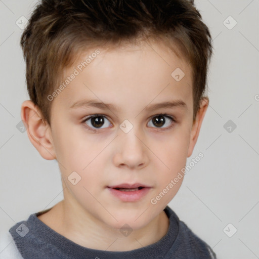 Neutral white child male with short  brown hair and brown eyes