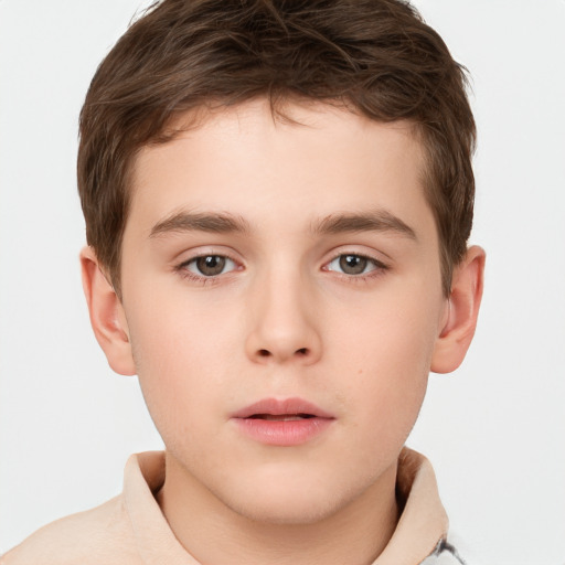 Neutral white child male with short  brown hair and brown eyes