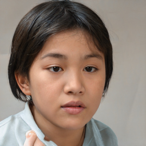 Neutral white child female with medium  brown hair and brown eyes