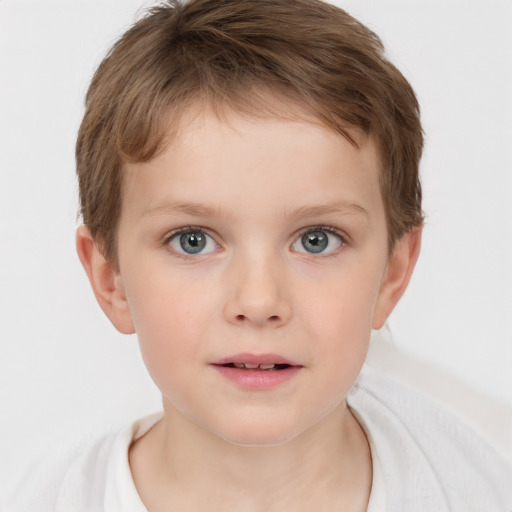 Neutral white child female with short  brown hair and brown eyes