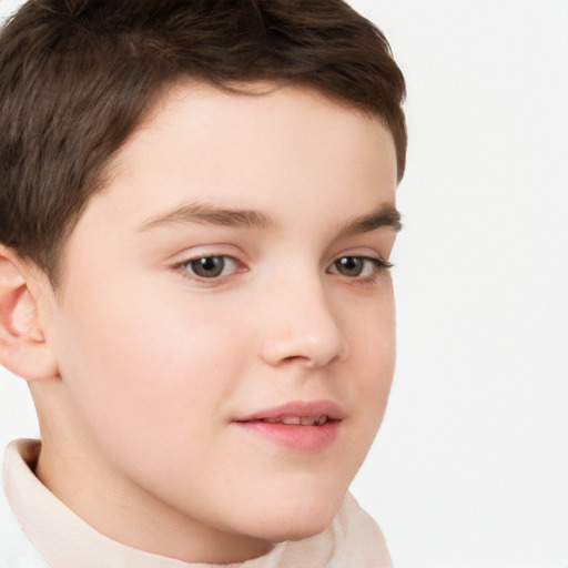 Neutral white child male with short  brown hair and brown eyes