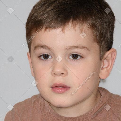 Neutral white child male with short  brown hair and brown eyes