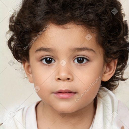 Neutral white child female with medium  brown hair and brown eyes