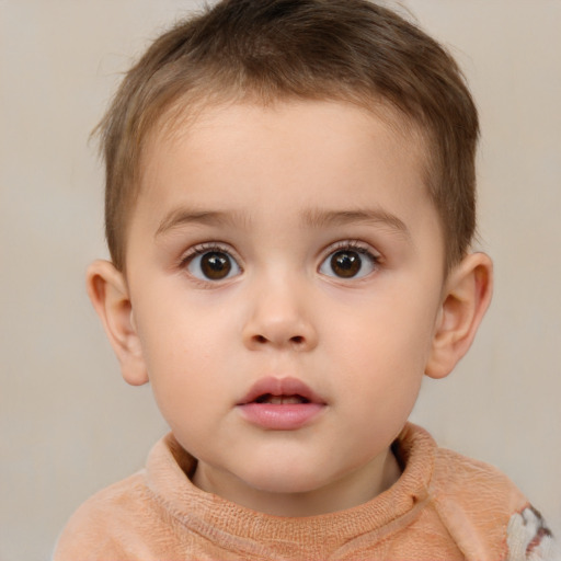 Neutral white child male with short  brown hair and brown eyes