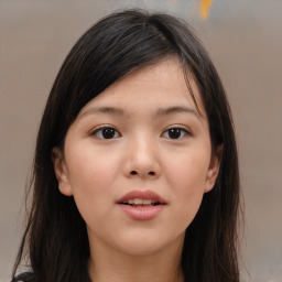 Neutral asian young-adult female with medium  brown hair and brown eyes