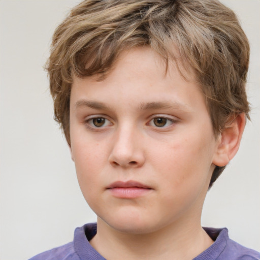 Neutral white child male with short  brown hair and brown eyes