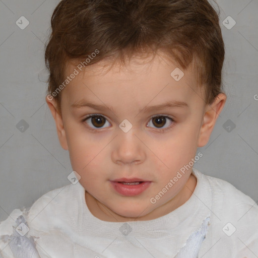 Neutral white child male with short  brown hair and brown eyes