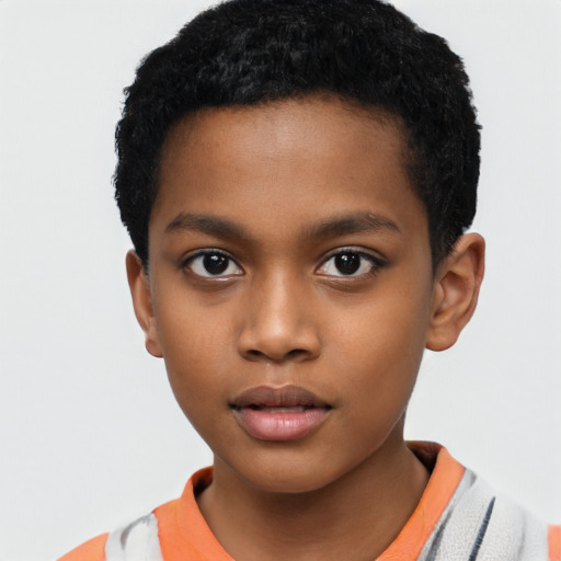 Neutral black child male with short  black hair and brown eyes