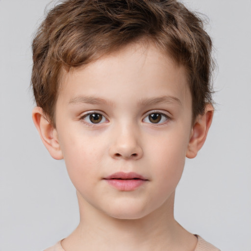 Neutral white child male with short  brown hair and brown eyes